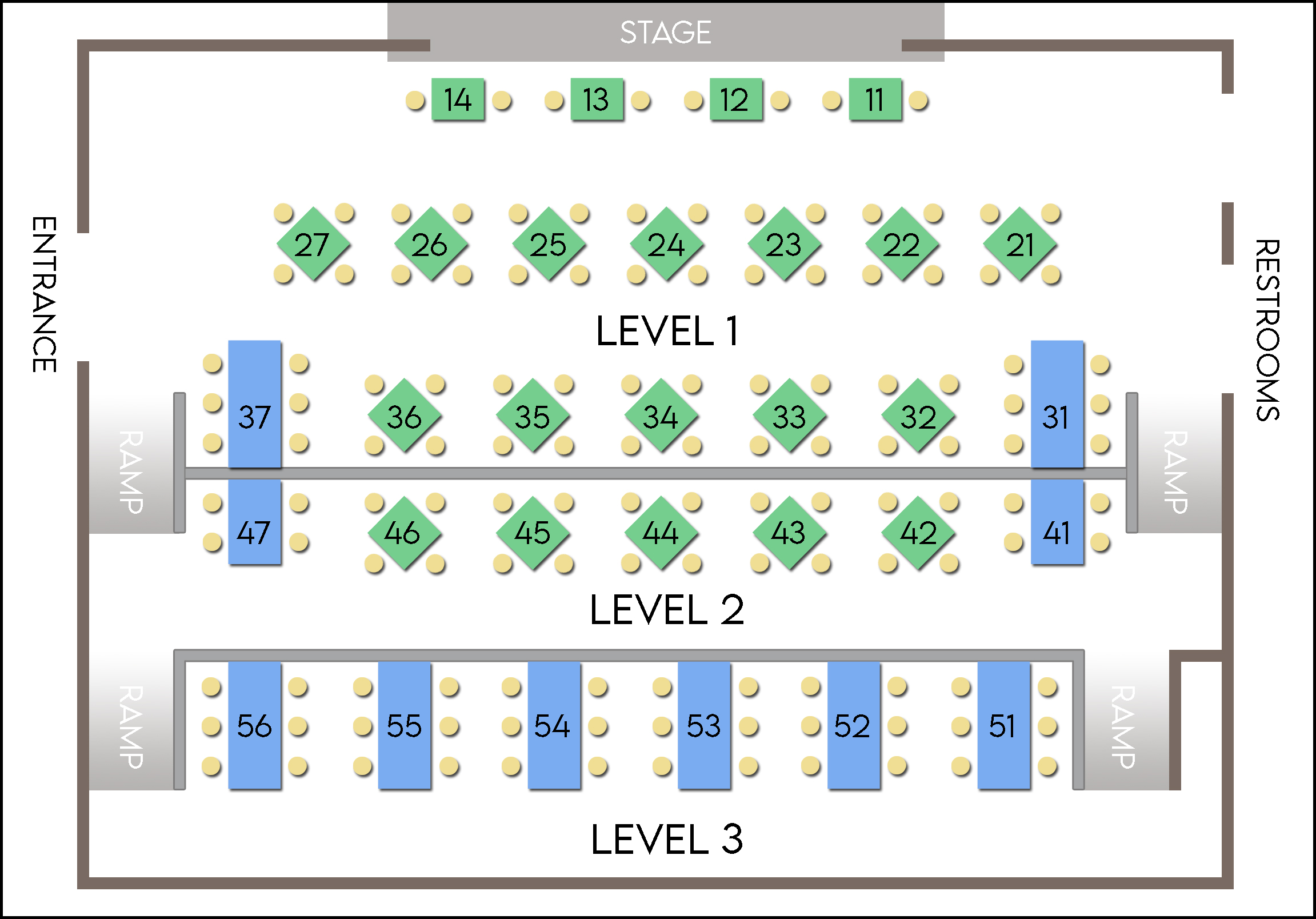 Pines Dinner Theatre seating chart